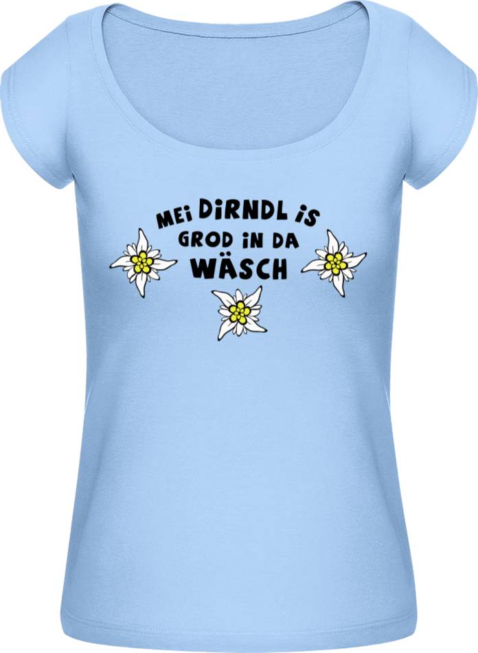 Damen T-Shirt Trachtenshirt Dirndl Spruch Ich bin nur zum Feiern da Tracht Volksfest Frauen Fun-Shirt lustig Moonworks