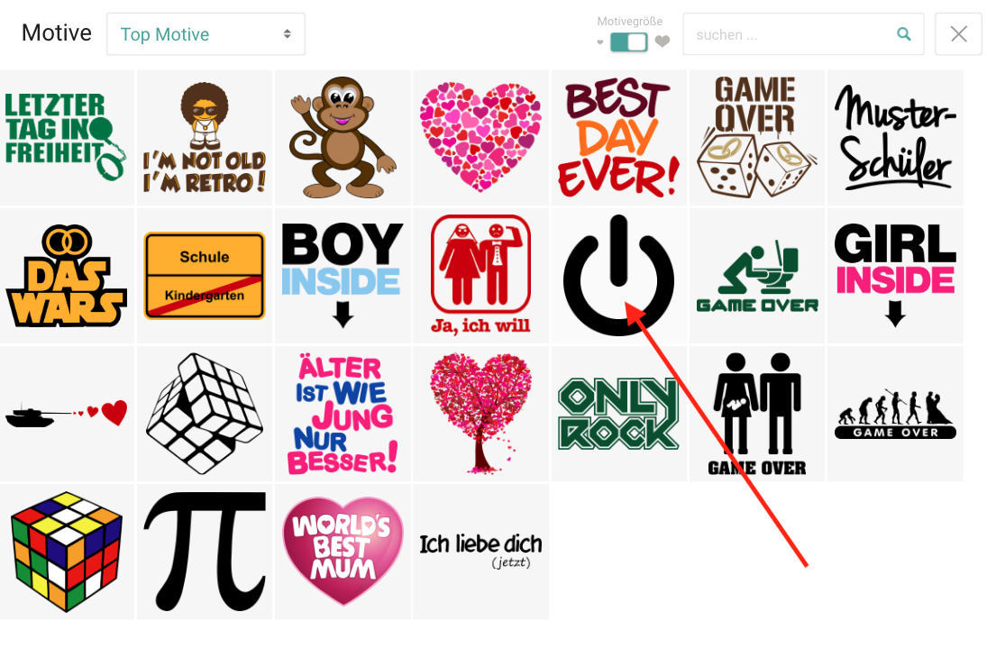 T-Shirt Designer Motivauswahl