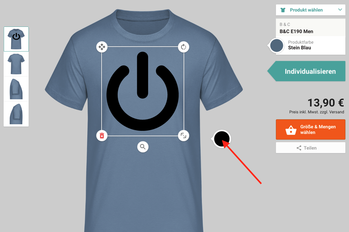 T-Shirt Designer Farbauswahl