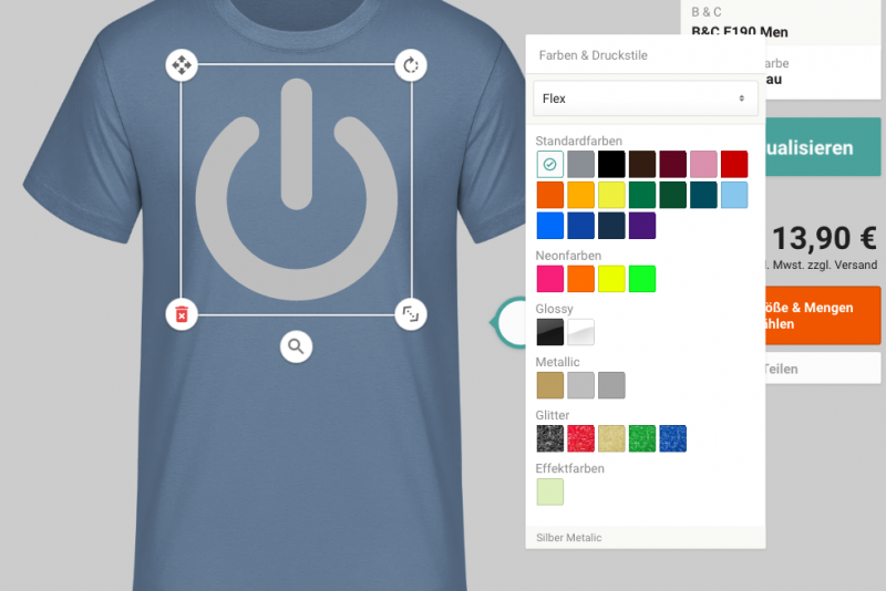 T-Shirt zweifarbig mit Wunschdruck Flock optional 
